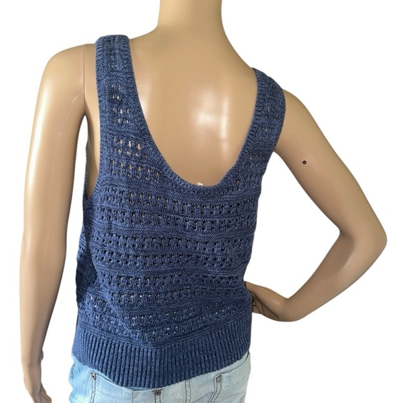 Old Navy Blue Sweater Ribbed Tank Top size Large - Picture 5 of 7